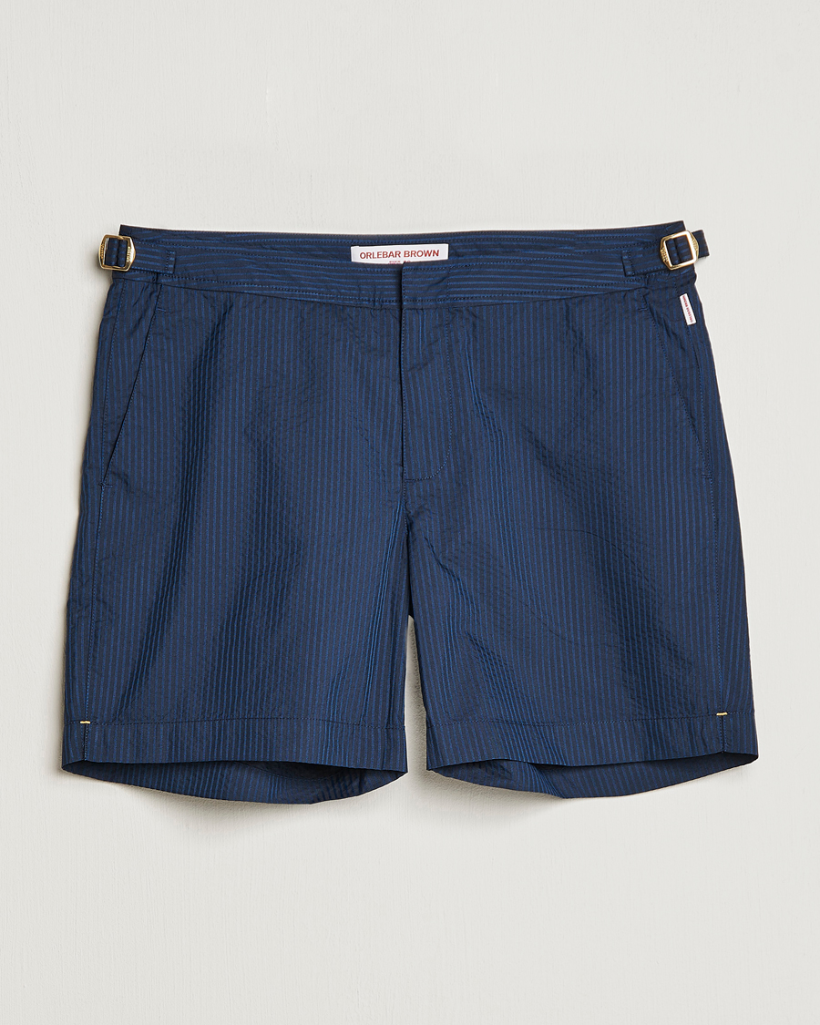 Herren | Badehosen | Orlebar Brown | Bulldog Tonal Seersucker Swimshorts Night Iris