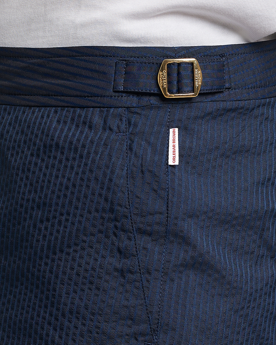 Herren | Badehosen | Orlebar Brown | Bulldog Tonal Seersucker Swimshorts Night Iris