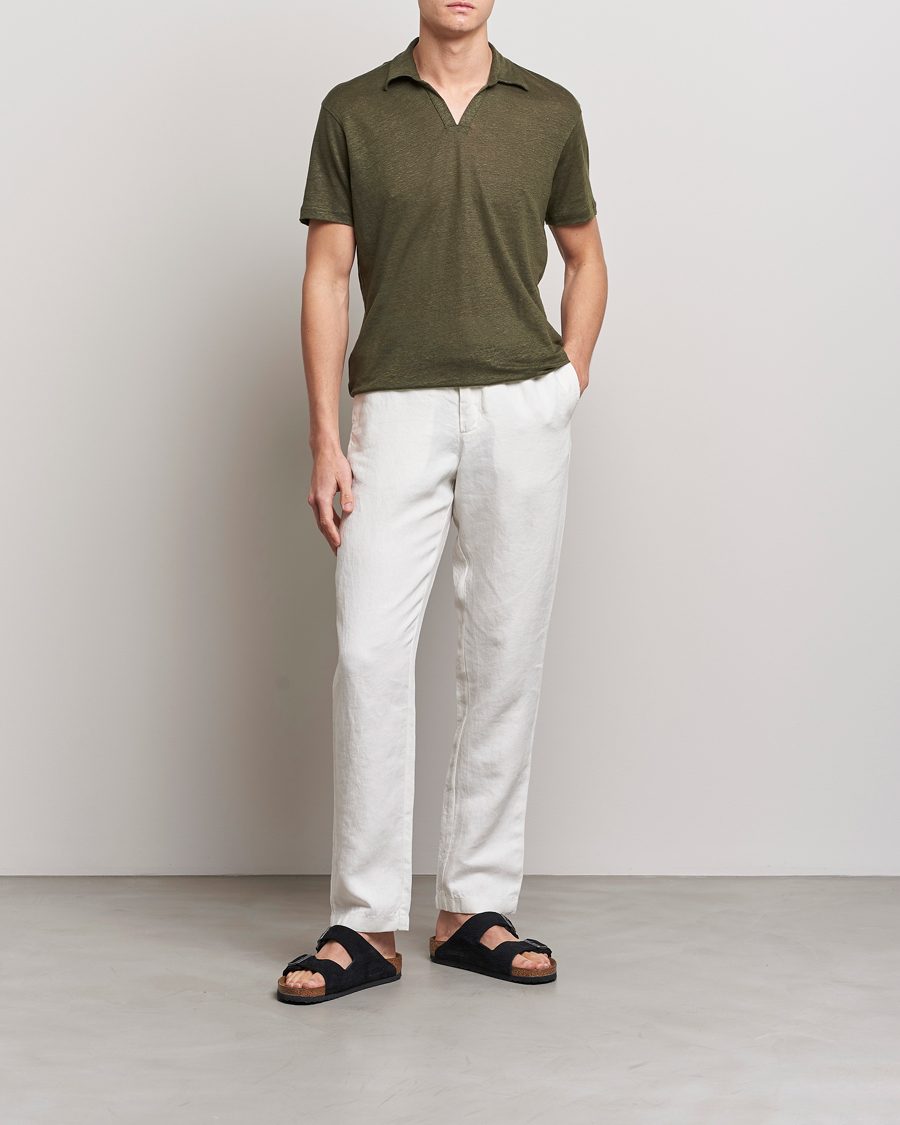 Herren | Poloshirts | Orlebar Brown | Felix Placket Short Sleeve Linen Polo Palm