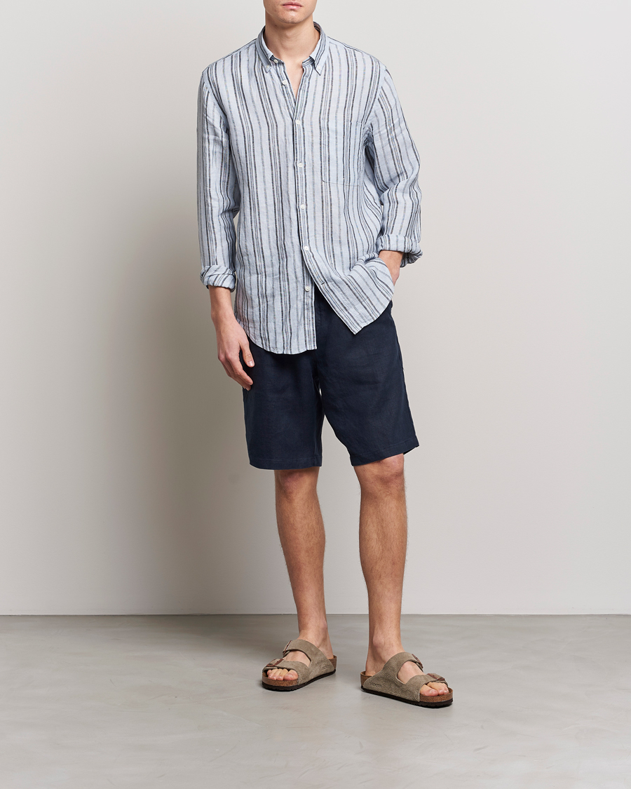 Herren | Shorts | NN07 | Keith Drawstring Linen Shorts Navy