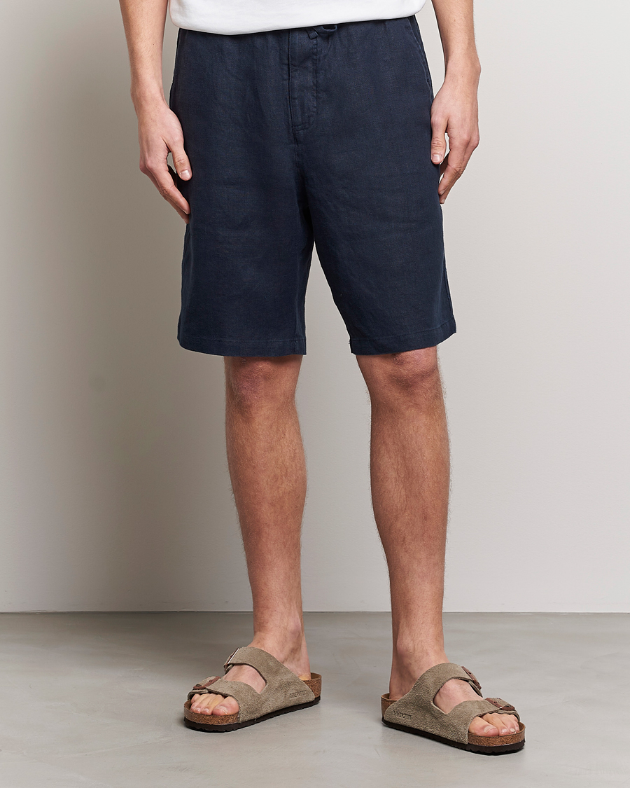 Herren | Shorts | NN07 | Keith Drawstring Linen Shorts Navy