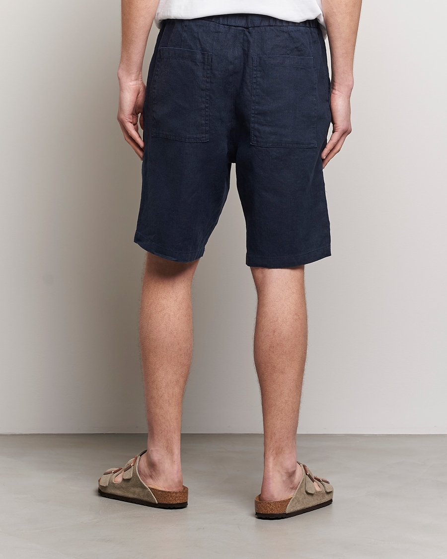 Herren | Shorts | NN07 | Keith Drawstring Linen Shorts Navy