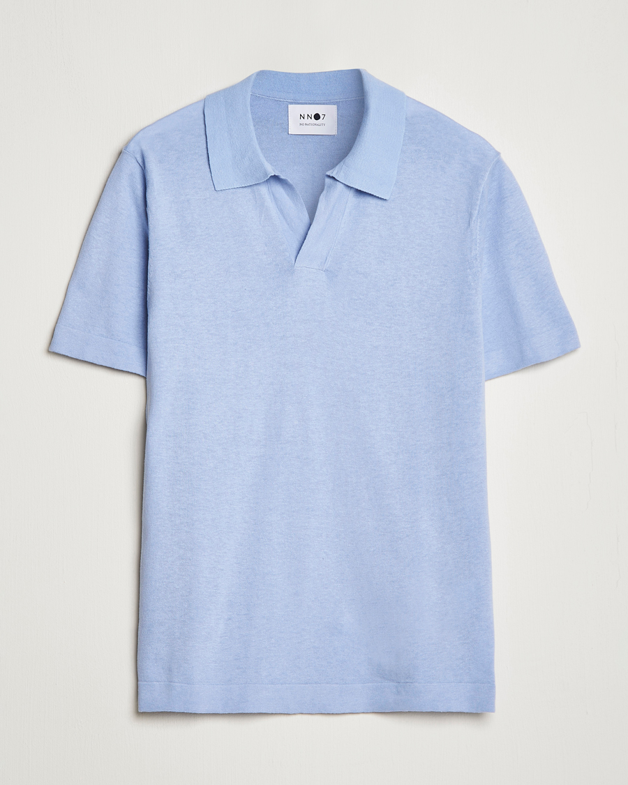 Herren | Poloshirts | NN07 | Ryan Cotton/Linen Polo Brunnera Blue