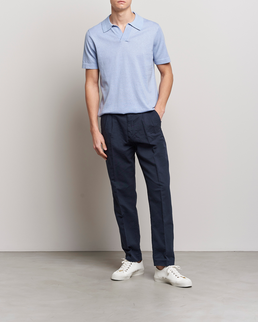 Herren | Poloshirts | NN07 | Ryan Cotton/Linen Polo Brunnera Blue