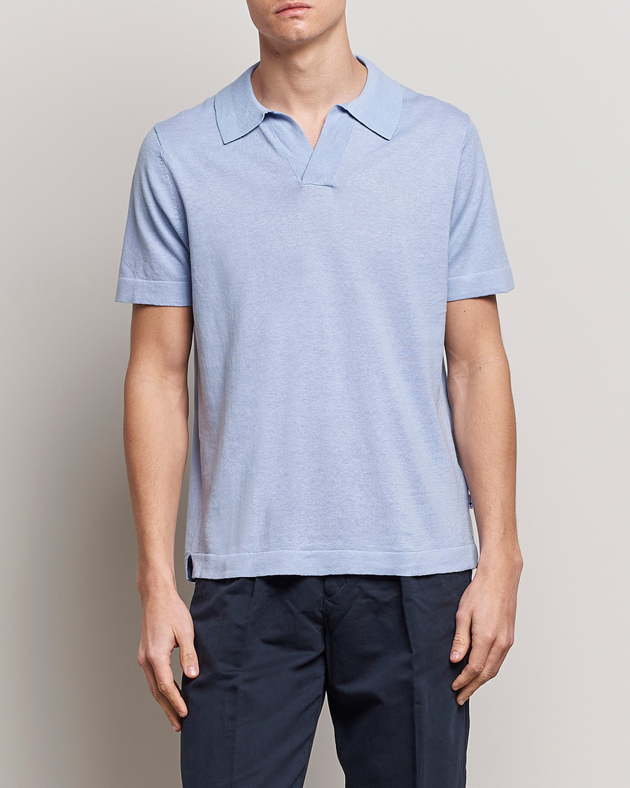 Herren | Poloshirts | NN07 | Ryan Cotton/Linen Polo Brunnera Blue