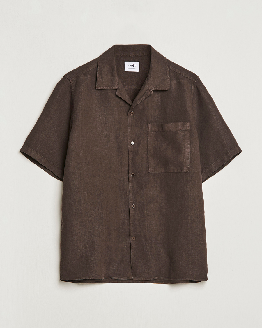 Herren | Hemden | NN07 | Julio Linen Resort Shirt Brown