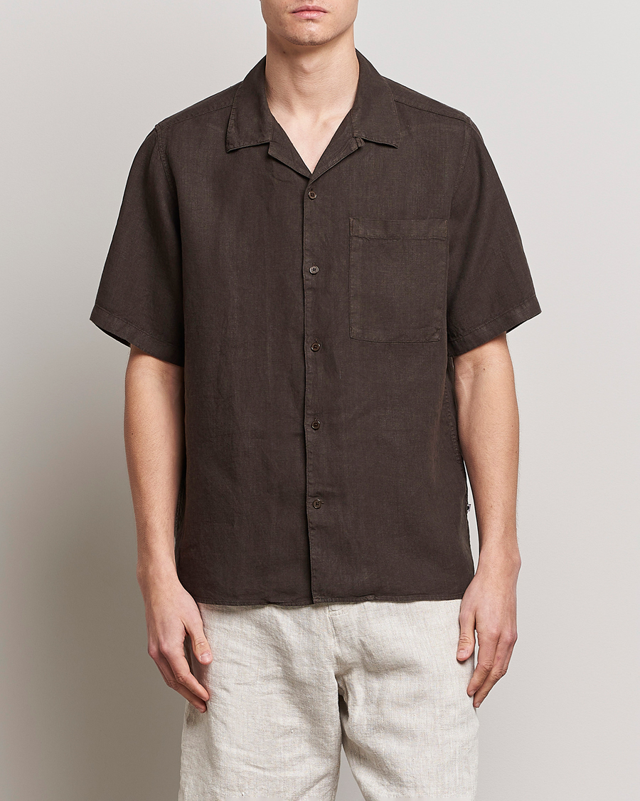 Herren | Hemden | NN07 | Julio Linen Resort Shirt Brown