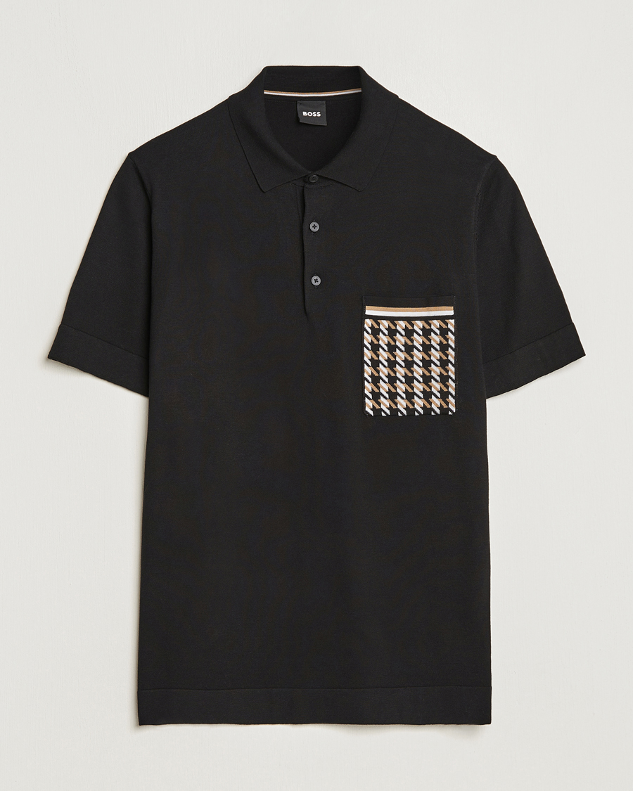 Herren | Poloshirts | BOSS BLACK | Ofiordo Checked Pocket Polo Black