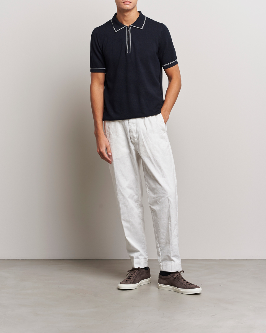 Herren | Poloshirts | BOSS BLACK | Oleonardo Knitted Half Zip Polo Dark Blue