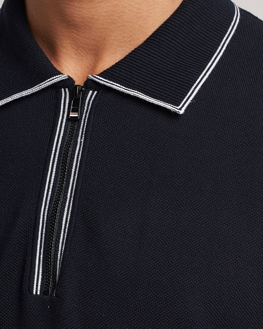 Herren | Poloshirts | BOSS BLACK | Oleonardo Knitted Half Zip Polo Dark Blue