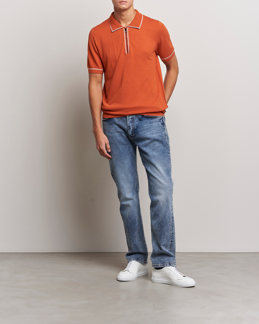 Herren | Poloshirts | BOSS BLACK | Oleonardo Knitted Half Zip Polo Dark Orange