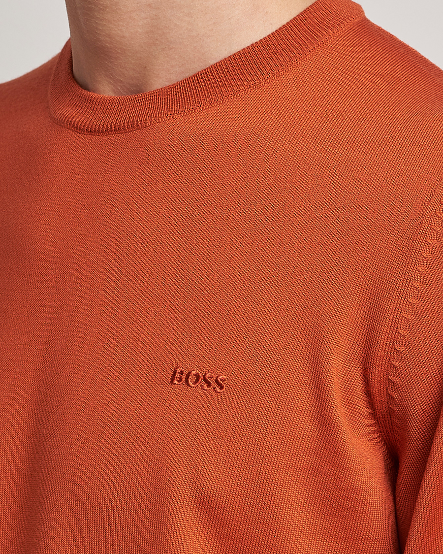 Herren | Pullover | BOSS BLACK | Botto Wool Knitted Crew Neck Sweater Dark Orange
