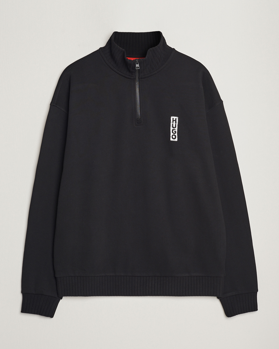 Herren | Pullover | HUGO | Dutzagata Logo Half Zip Sweater Black