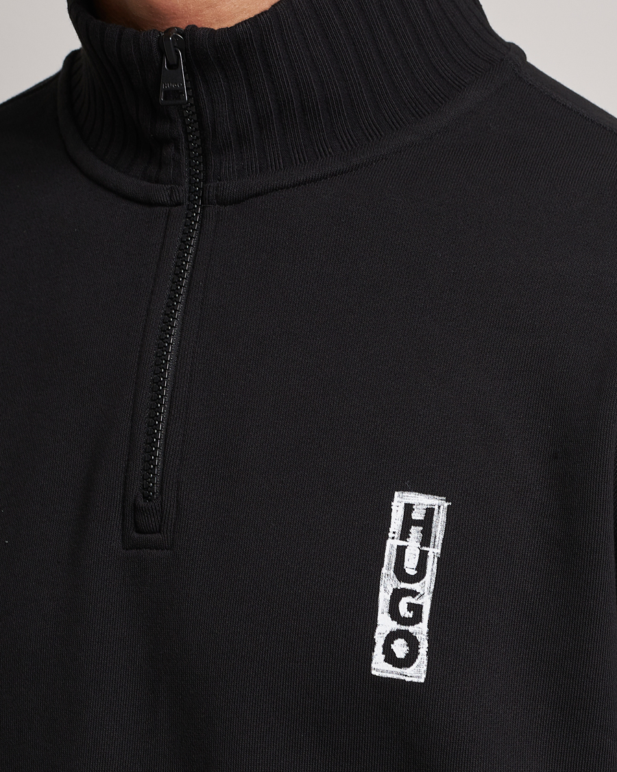 Herren | Pullover | HUGO | Dutzagata Logo Half Zip Sweater Black
