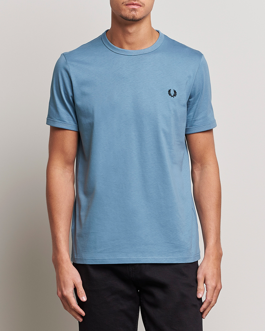 Herren | T-Shirts | Fred Perry | Ringer Cotton T-Shirt Ash Blue