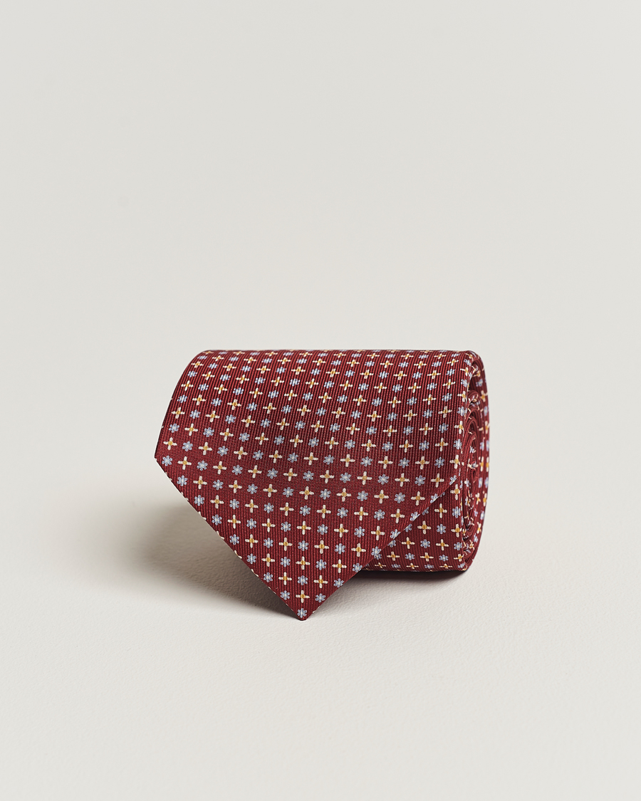 Herren | E. Marinella 3-Fold Printed Silk Tie Burgundy | E. Marinella | 3-Fold Printed Silk Tie Burgundy