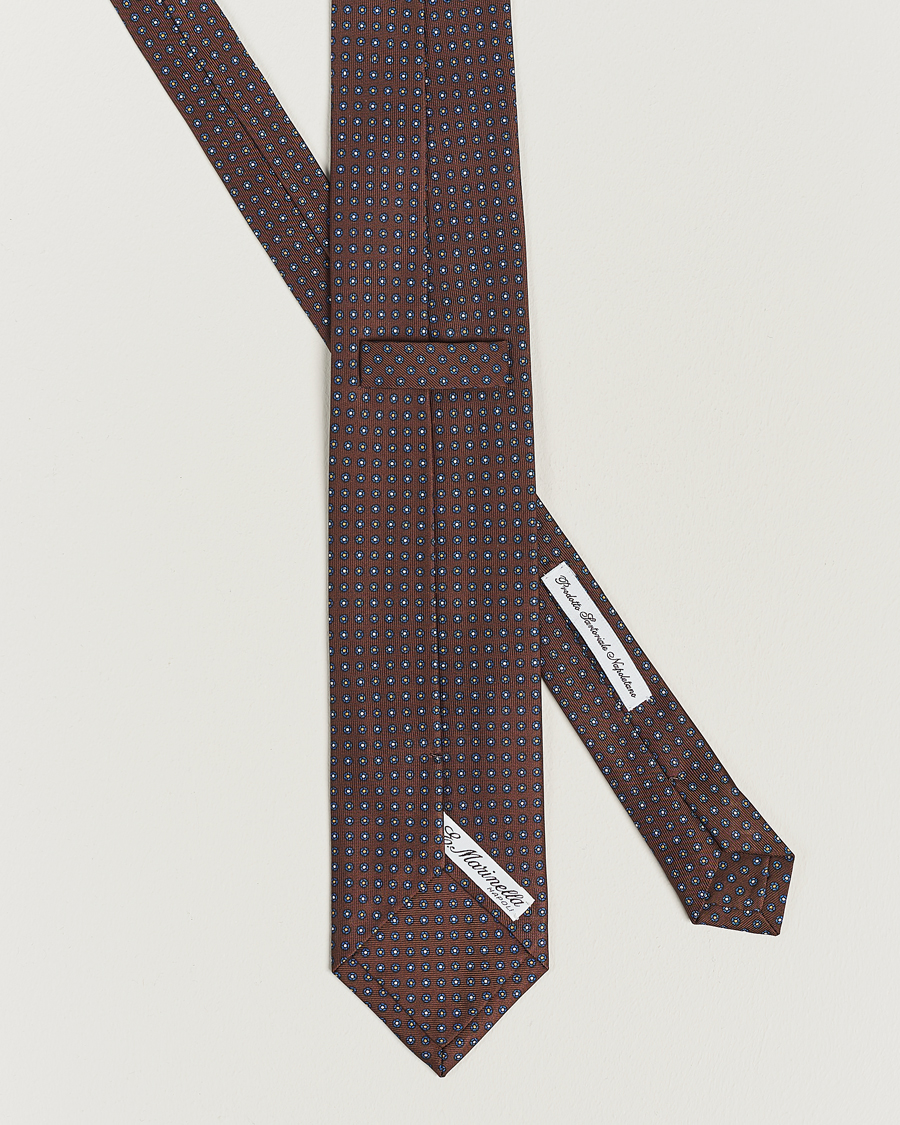 Herren | E. Marinella 3-Fold Printed Silk Tie Dark Brown | E. Marinella | 3-Fold Printed Silk Tie Dark Brown