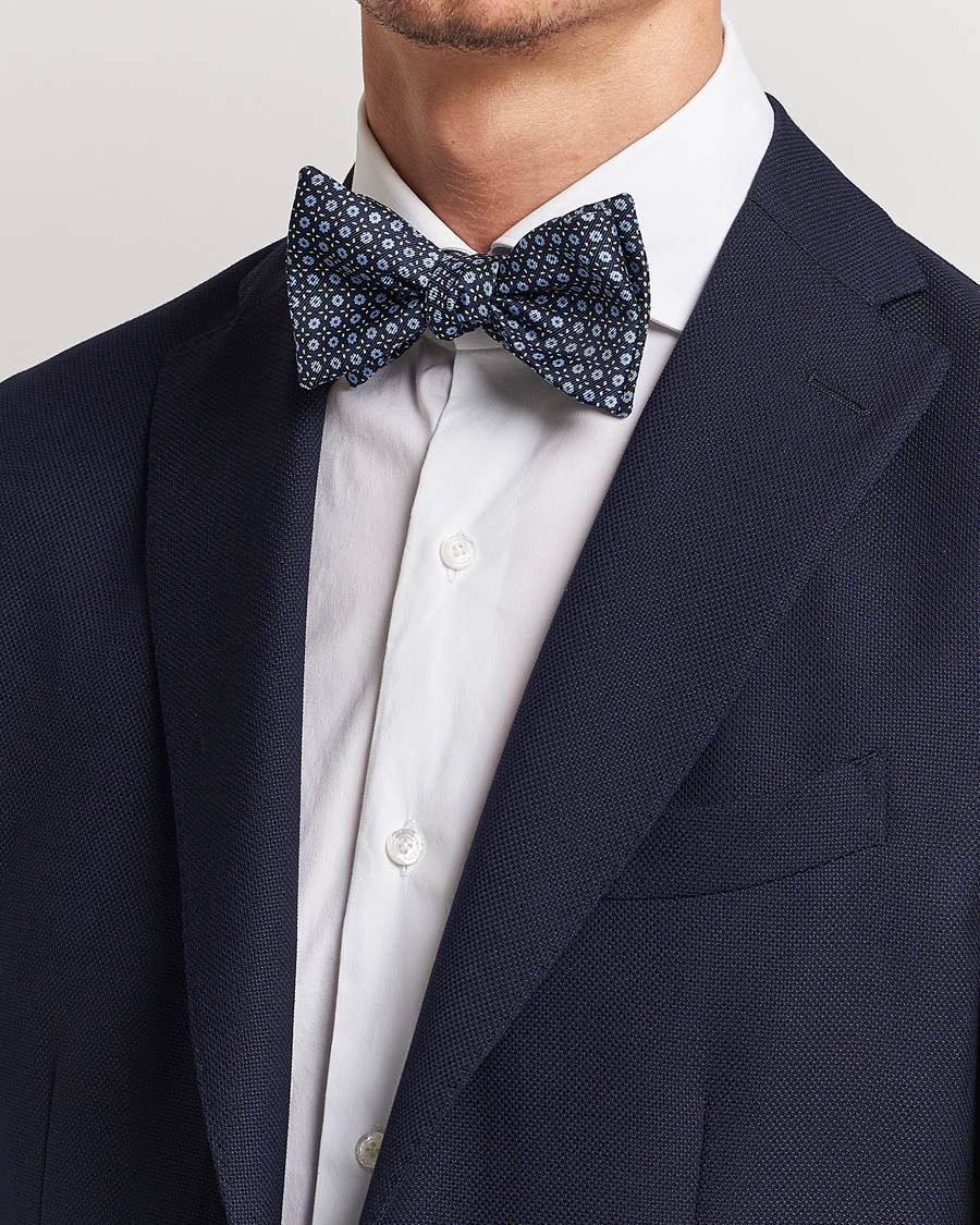 Herren | E. Marinella Printed Silk Bow Tie Navy | E. Marinella | Printed Silk Bow Tie Navy