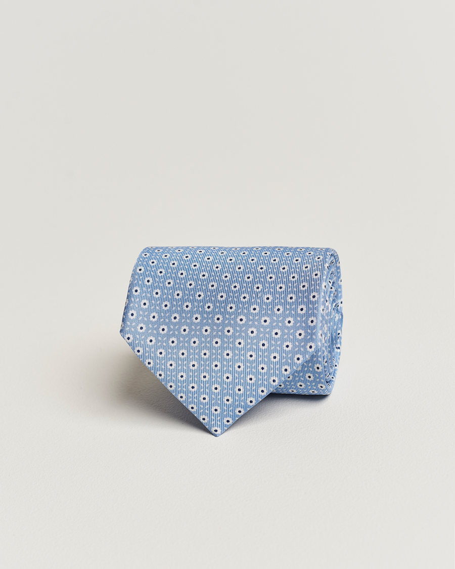 Herren | E. Marinella 3-Fold Printed Silk Tie Light Blue | E. Marinella | 3-Fold Printed Silk Tie Light Blue
