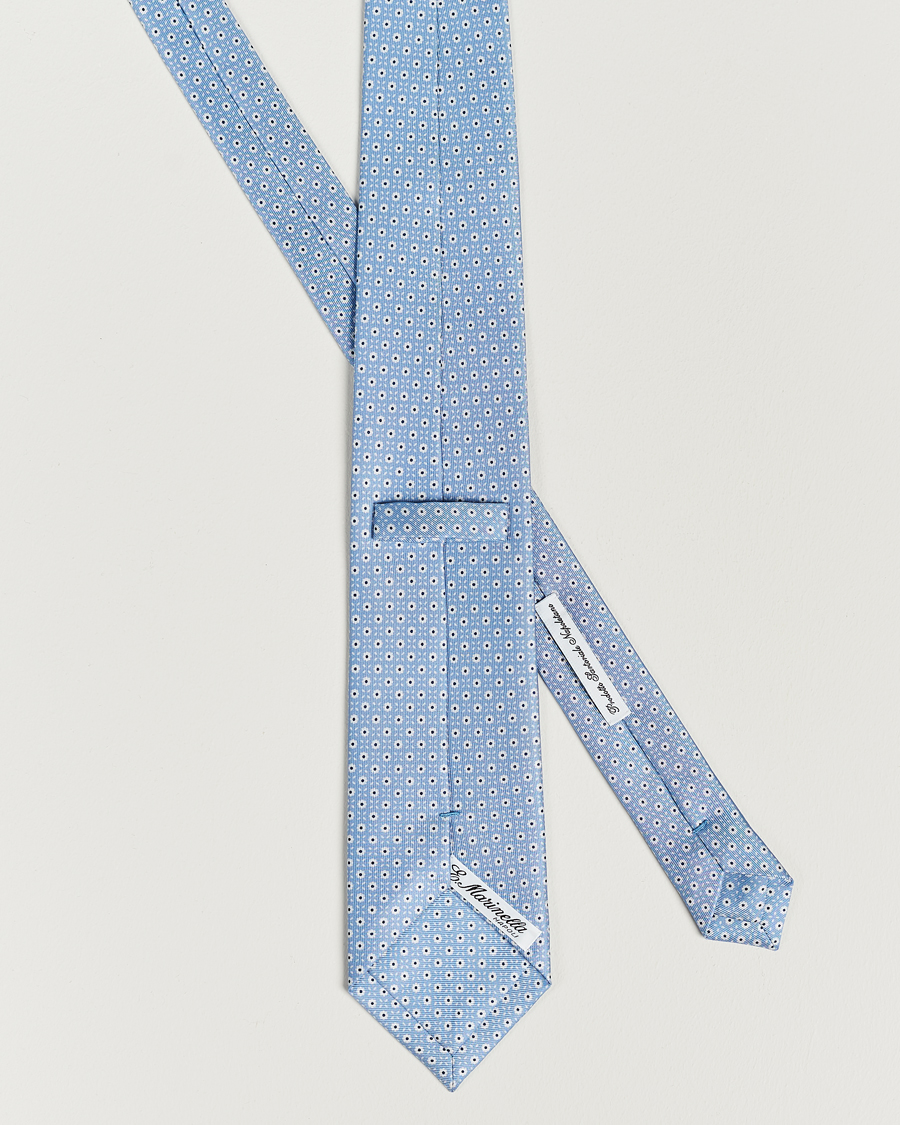 Herren | E. Marinella 3-Fold Printed Silk Tie Light Blue | E. Marinella | 3-Fold Printed Silk Tie Light Blue