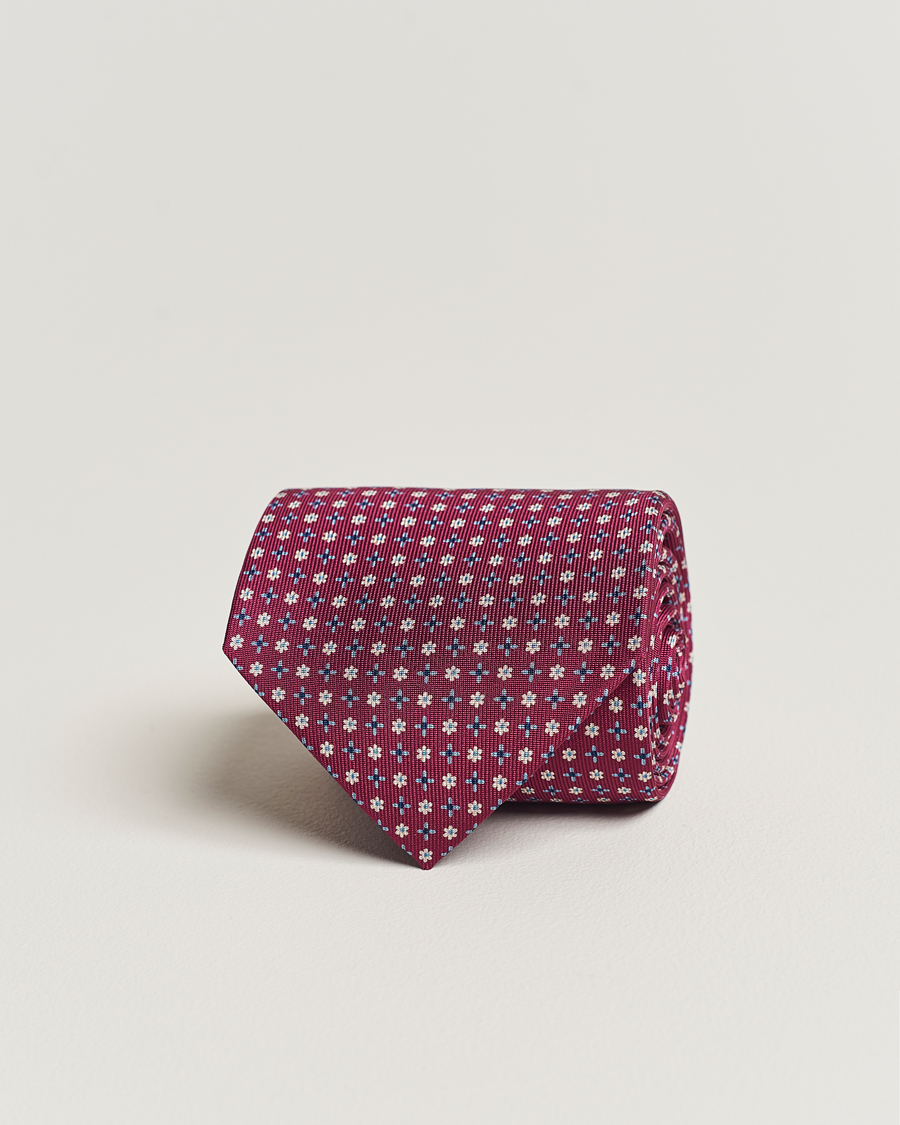 Herren | E. Marinella 3-Fold Printed Silk Tie Dark Pink | E. Marinella | 3-Fold Printed Silk Tie Dark Pink