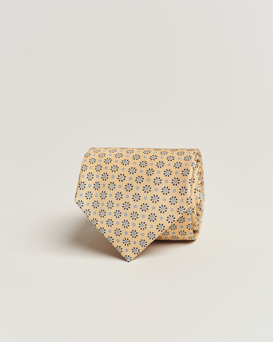Herren | E. Marinella 3-Fold Printed Silk Tie Pale Yellow | E. Marinella | 3-Fold Printed Silk Tie Pale Yellow