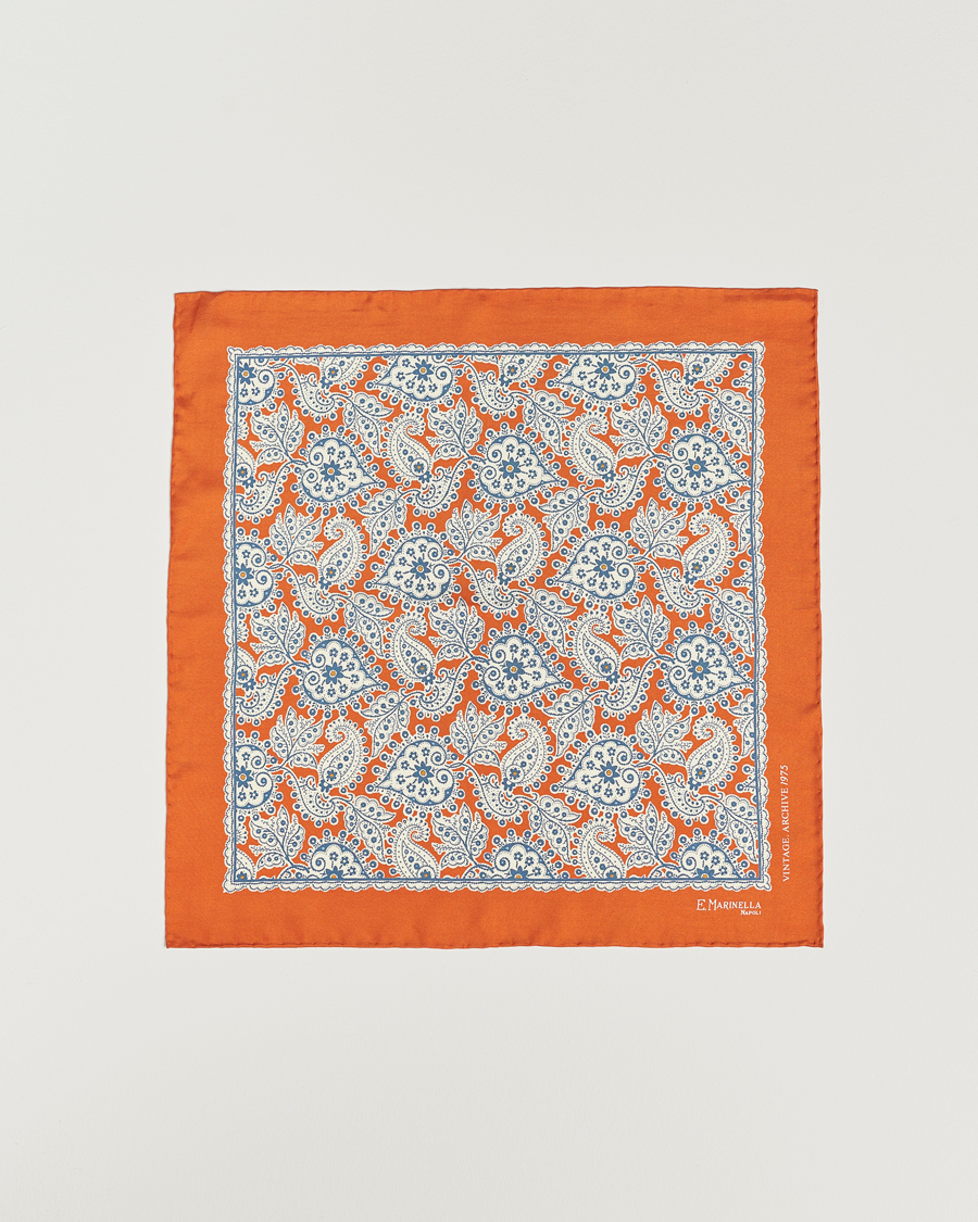Herren | E. Marinella Paisley Silk Pocket Square Orange | E. Marinella | Paisley Silk Pocket Square Orange