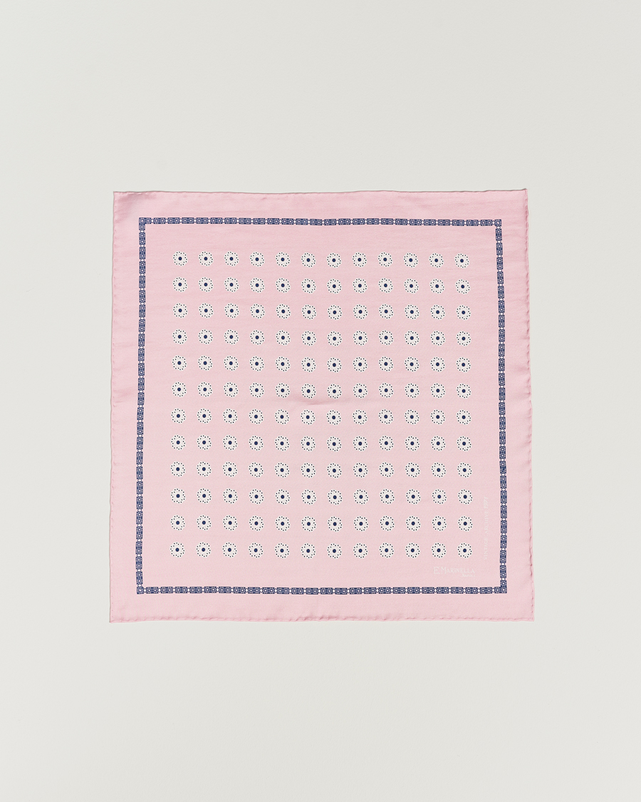Herren | E. Marinella Printed Silk Pocket Square Pink | E. Marinella | Printed Silk Pocket Square Pink