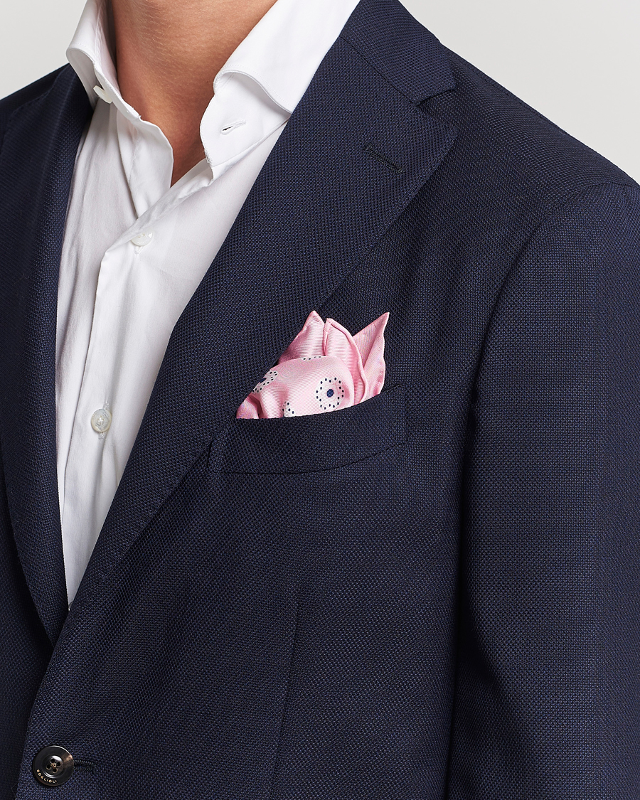 Herren | E. Marinella Printed Silk Pocket Square Pink | E. Marinella | Printed Silk Pocket Square Pink