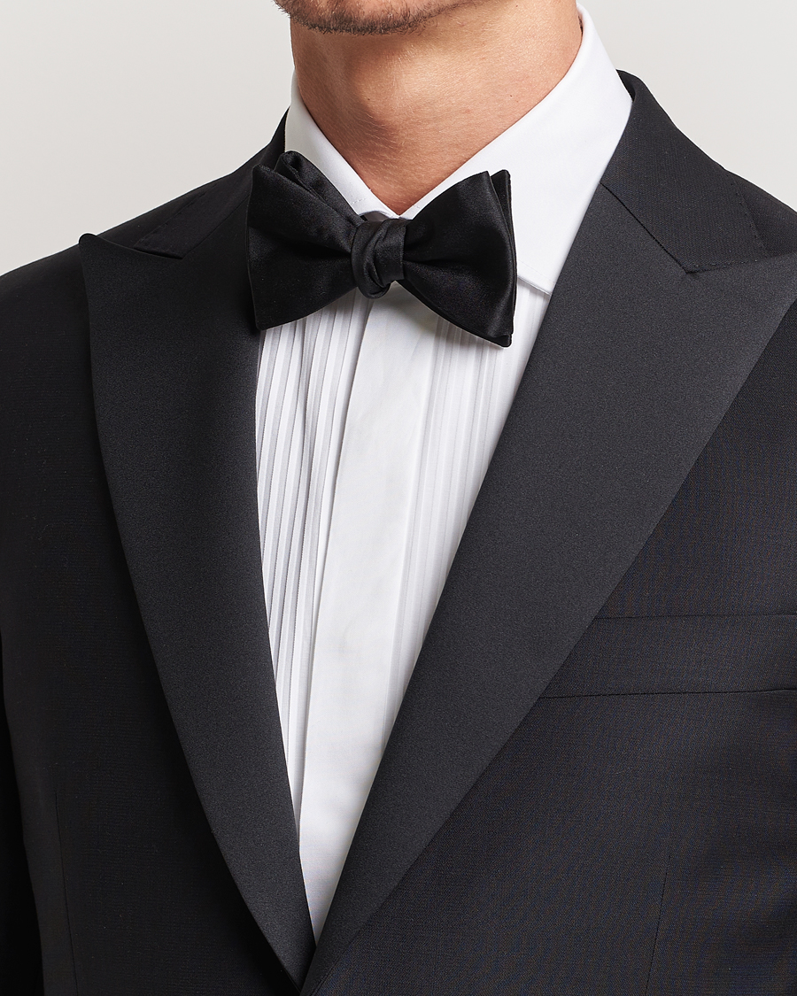 Herren | E. Marinella Silk Bow Tie Black Satin | E. Marinella | Silk Bow Tie Black Satin