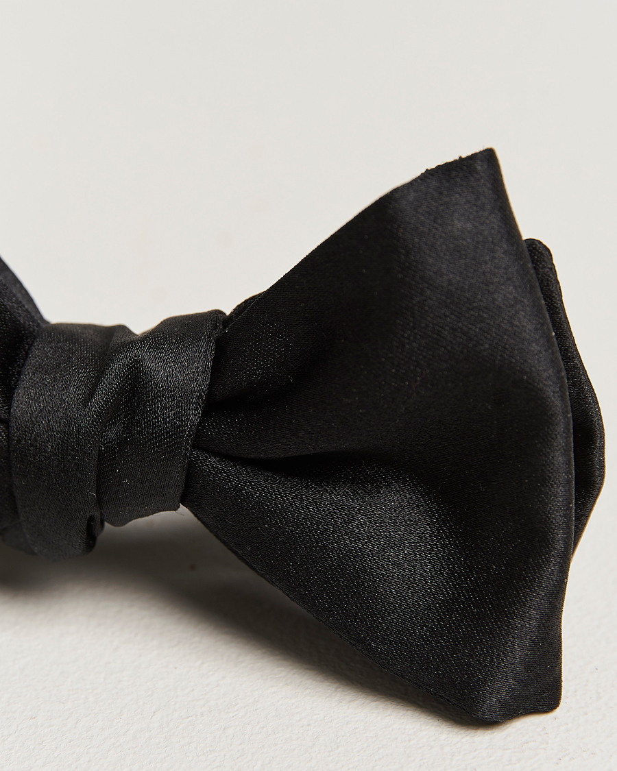 Herren | E. Marinella Silk Bow Tie Black Satin | E. Marinella | Silk Bow Tie Black Satin