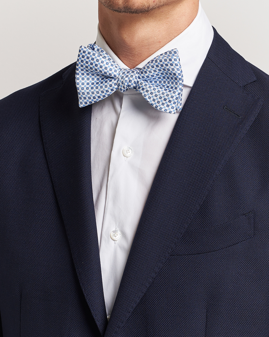 Herren | Italian Department | E. Marinella | Silk Bow Tie White/Blue