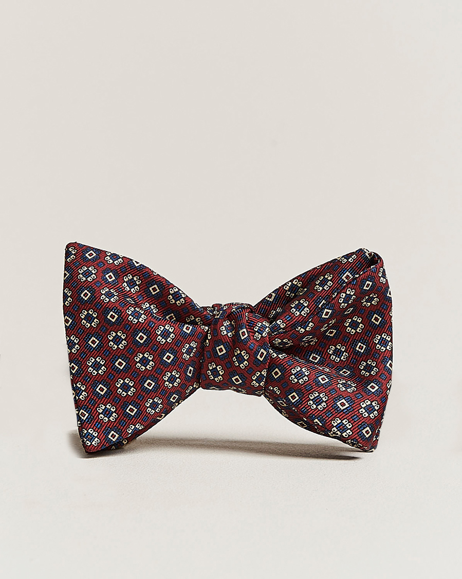 Herren | E. Marinella Printed Silk Bow Tie Burgundy | E. Marinella | Printed Silk Bow Tie Burgundy