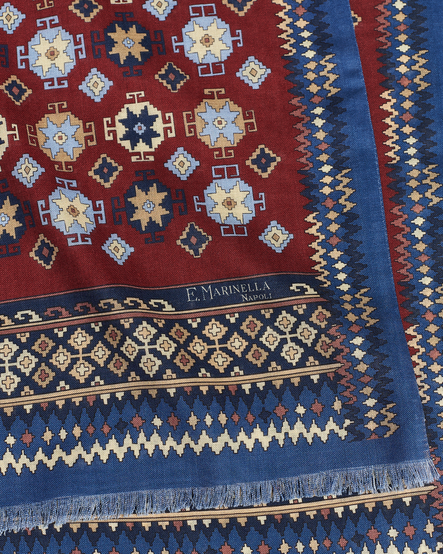 Herren | E. Marinella Wool/Silk Printed Scarf Burgundy | E. Marinella | Wool/Silk Printed Scarf Burgundy