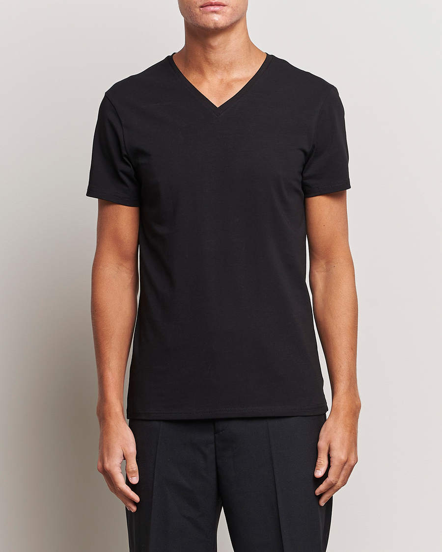 Herren | Schwartze t-shirts | Bread & Boxers | 2-Pack V-Neck T-Shirt Black