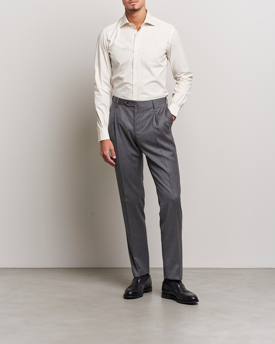 Herren | Hemden | Mazzarelli | Soft Twill Cotton Shirt White
