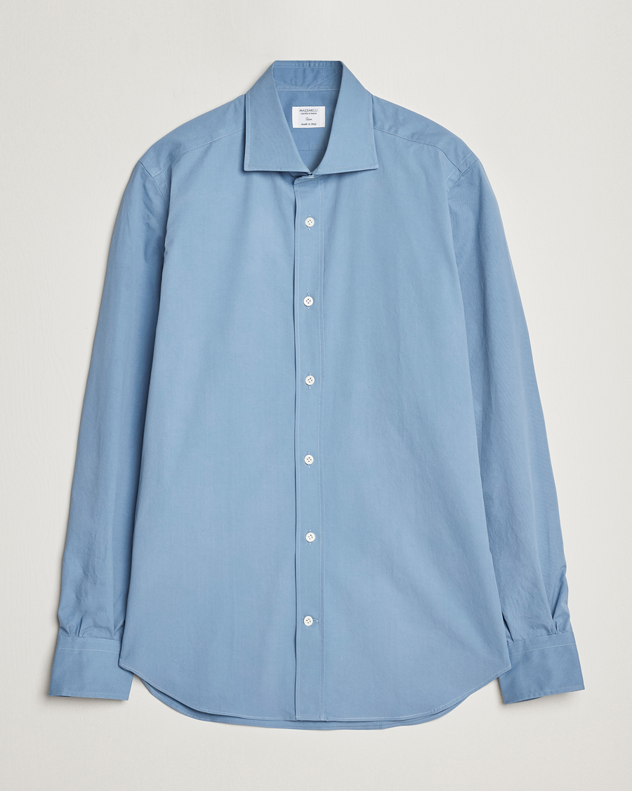 Herren | Hemden | Mazzarelli | Soft Twill Cotton Shirt Light Blue