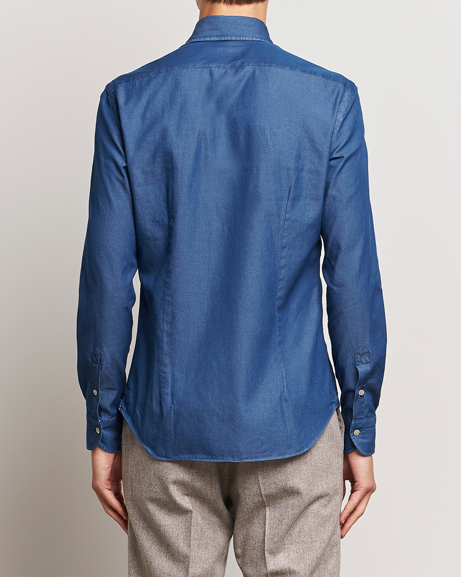 Herren | Hemden | Mazzarelli | Soft Button Down Denim Shirt Blue Wash