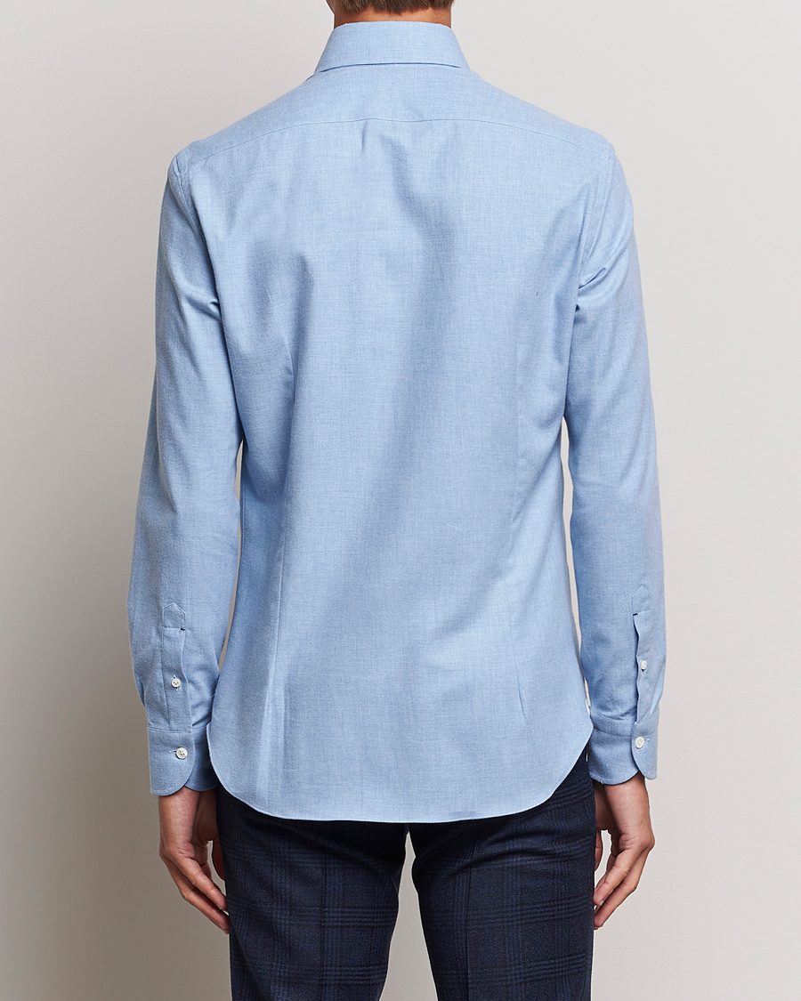 Herren | Hemden | Mazzarelli | Soft Button Down Flannel Shirt Light Blue
