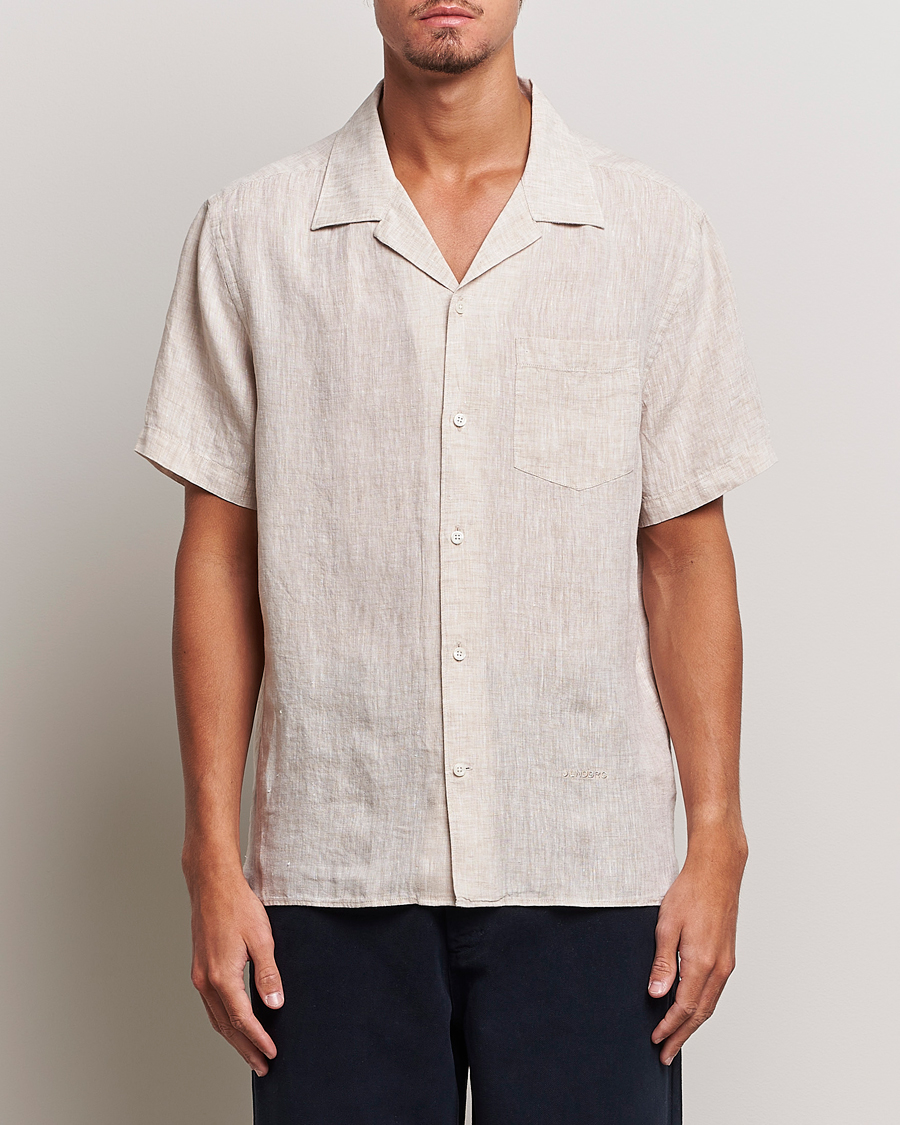 Herren | Hemden | J.Lindeberg | Reg Fit Linen Melange Short Sleeve Shirt Safari Beige