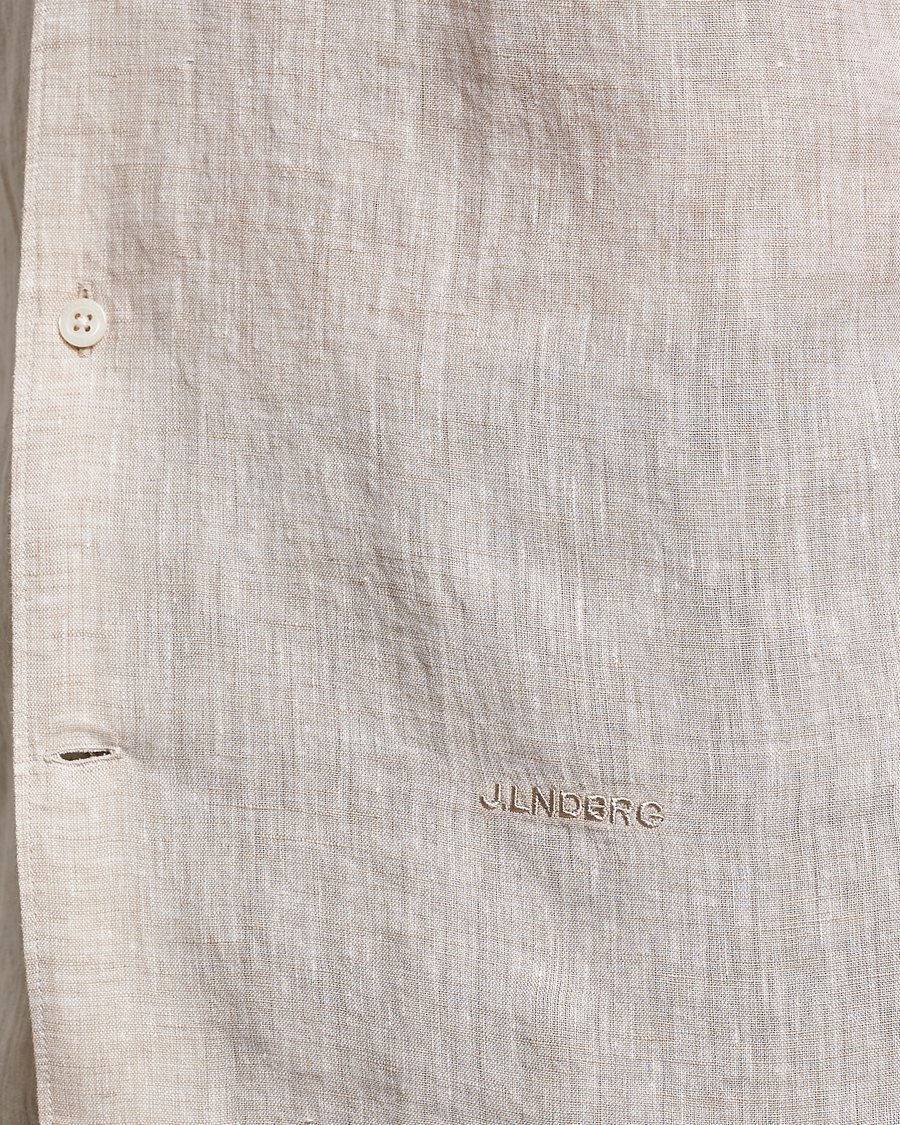Herren | Hemden | J.Lindeberg | Reg Fit Linen Melange Short Sleeve Shirt Safari Beige