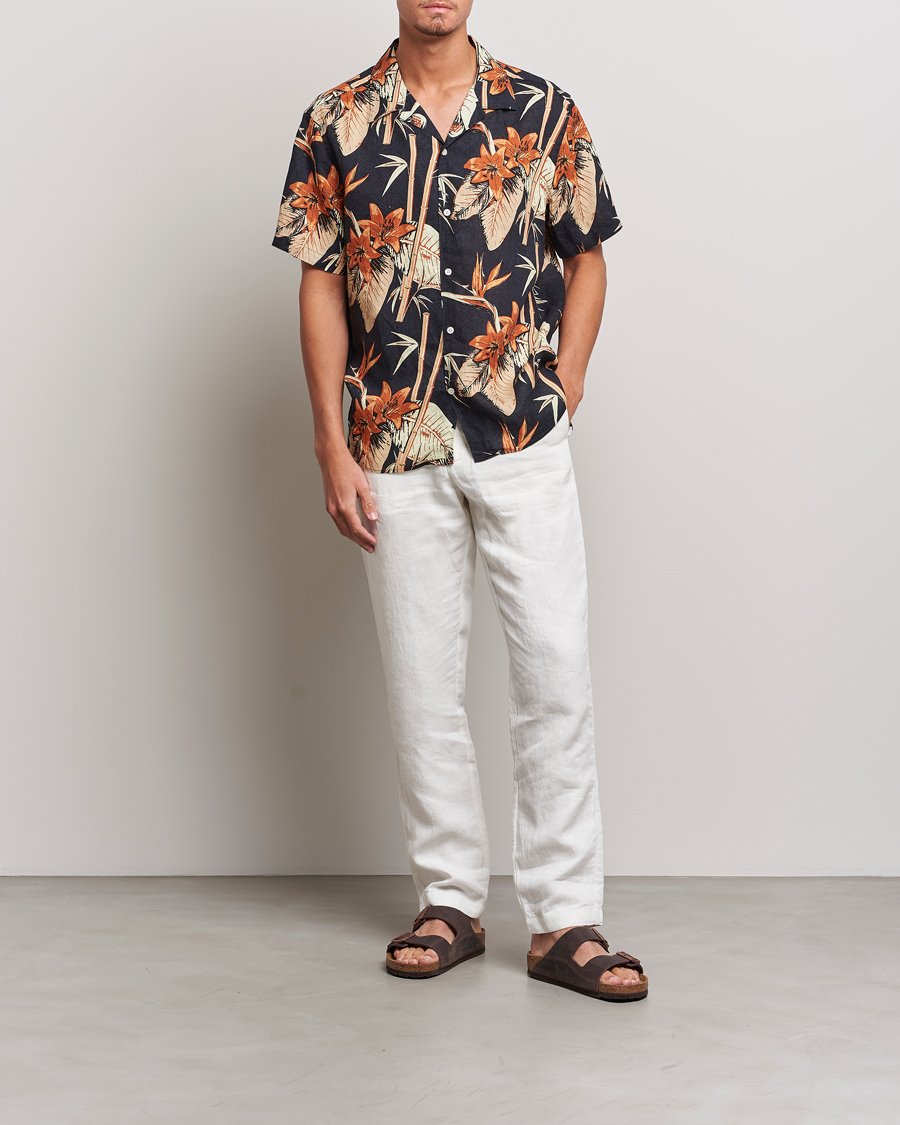 Herren | Hemden | J.Lindeberg | Elio Tropical Print Short Sleeve Shirt Navy