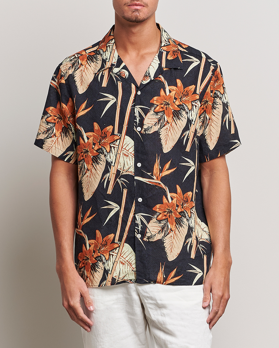 Herren | Hemden | J.Lindeberg | Elio Tropical Print Short Sleeve Shirt Navy