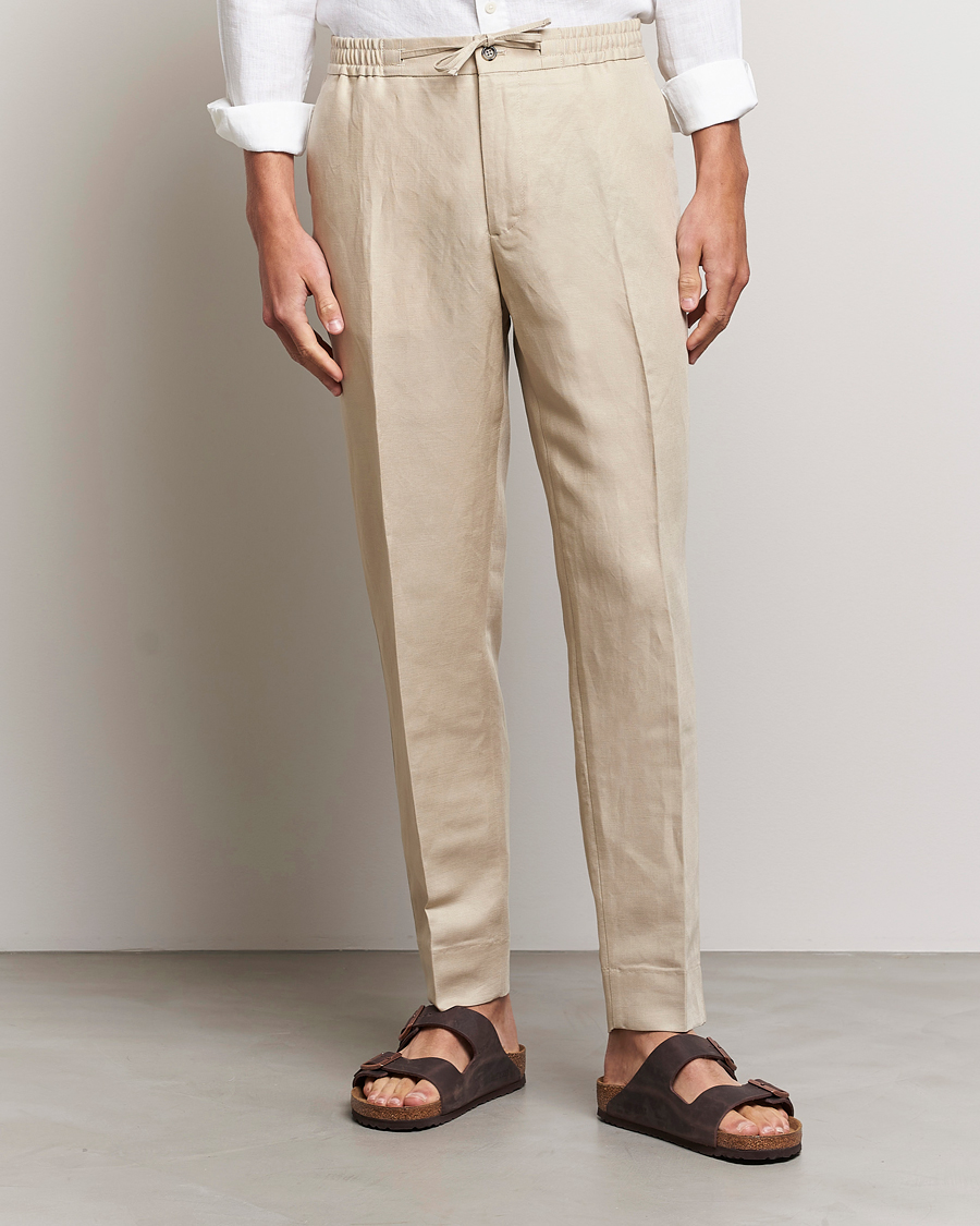 Herren | Hosen | J.Lindeberg | Baron Tencel/Linen Trousers Safari Beige