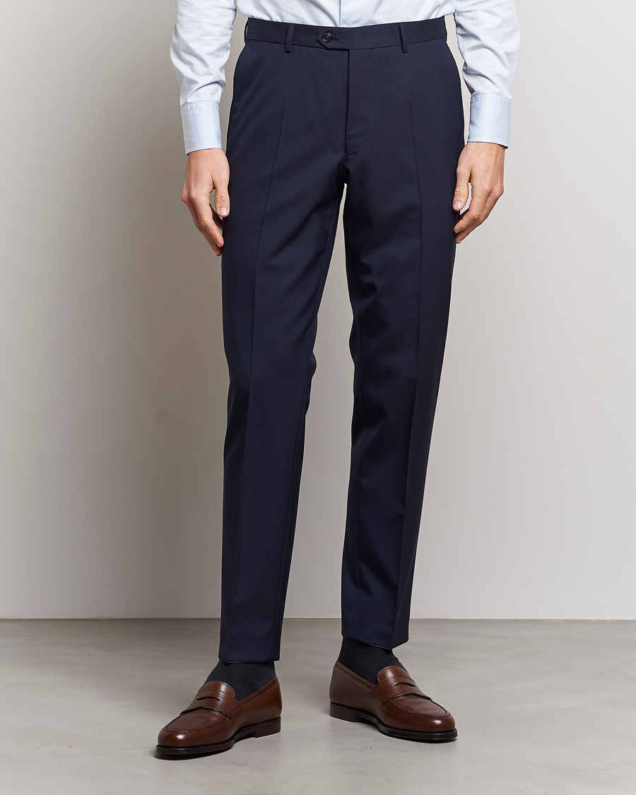 Herren | Business Casual | Oscar Jacobson | Denz Wool Trousers Blue