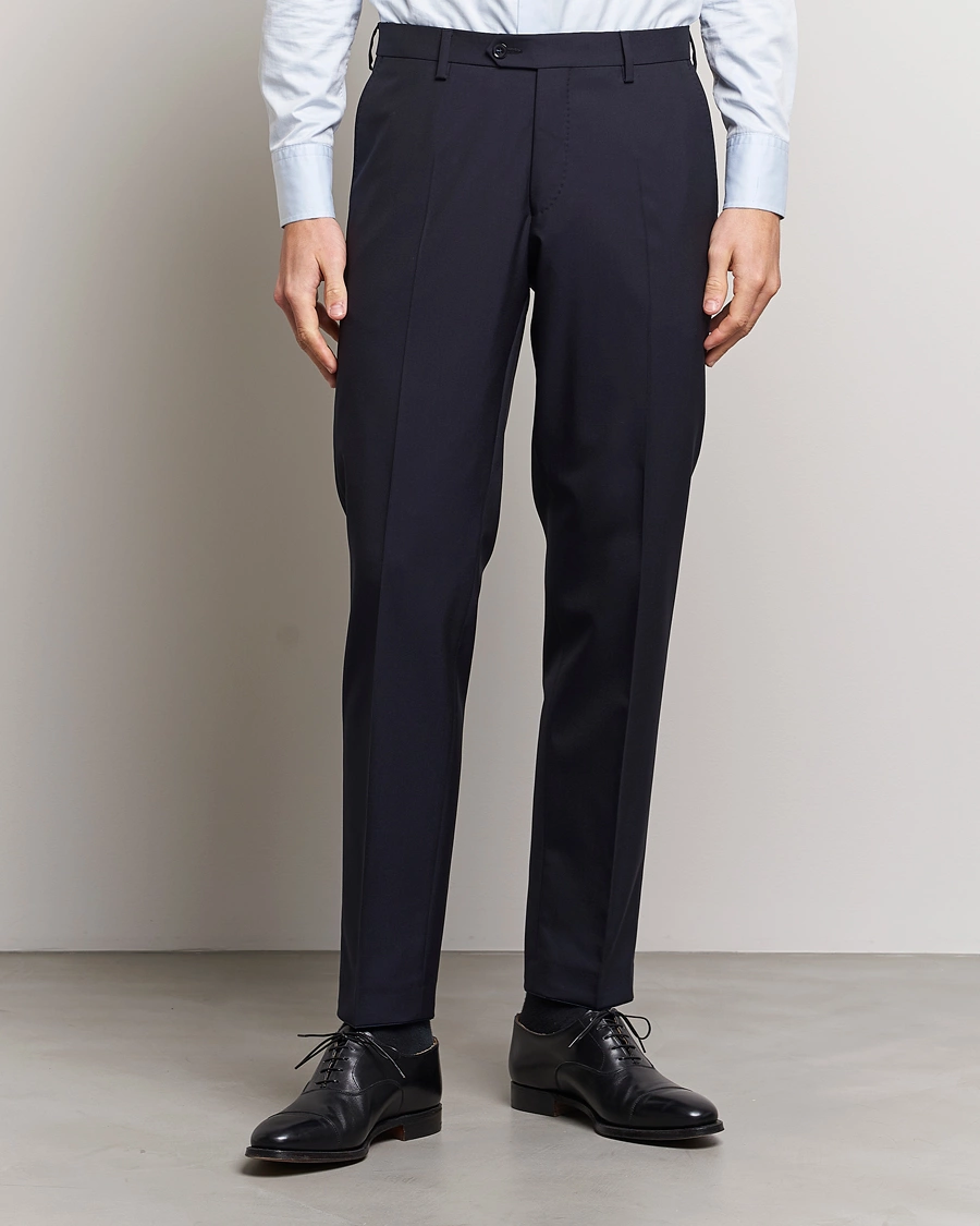 Herren | Business Casual | Oscar Jacobson | Diego Wool Trousers Navy