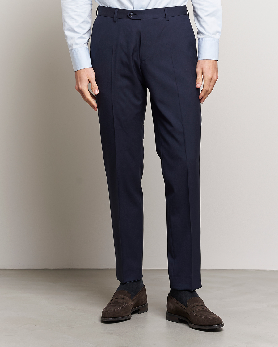 Herren | Business Casual | Oscar Jacobson | Diego Wool Trousers Blue