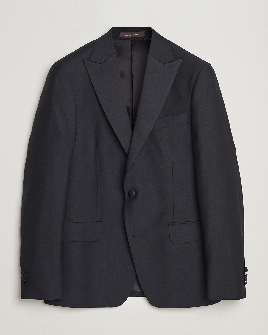 Herren | Sakkos | Oscar Jacobson | Elder Wool Tuxedo Blazer Black