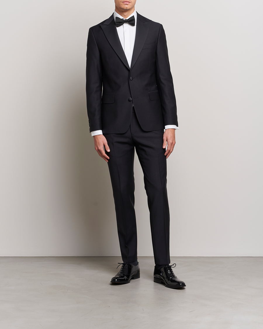 Herren | Sakkos | Oscar Jacobson | Elder Wool Tuxedo Blazer Black