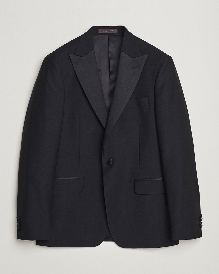 Herren | Sakkos | Oscar Jacobson | Frampton Wool Tuxedo Blazer Black